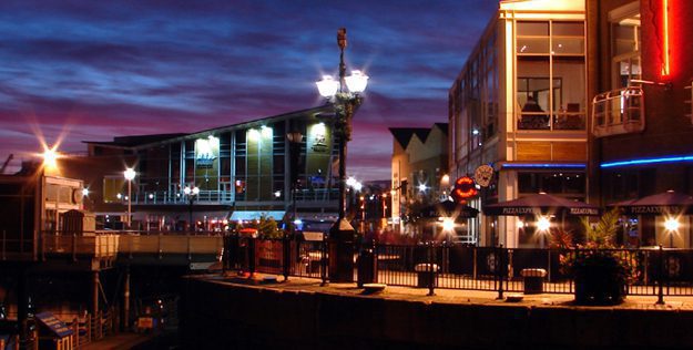 Picture of Cardiff Bay at night | Adventures Wales