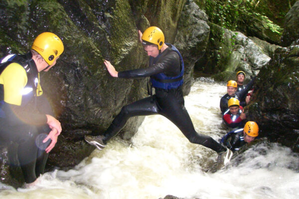 Gorge Walking in the Brecon Beacons with Adventures Wales, Stag and Hen adventure weekends, Teambuilding whilst gorge walking