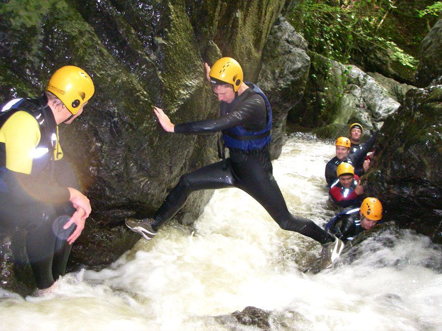 Gorge Walking in the Brecon Beacons with Adventures Wales, Stag and Hen adventure weekends, Teambuilding whilst gorge walking