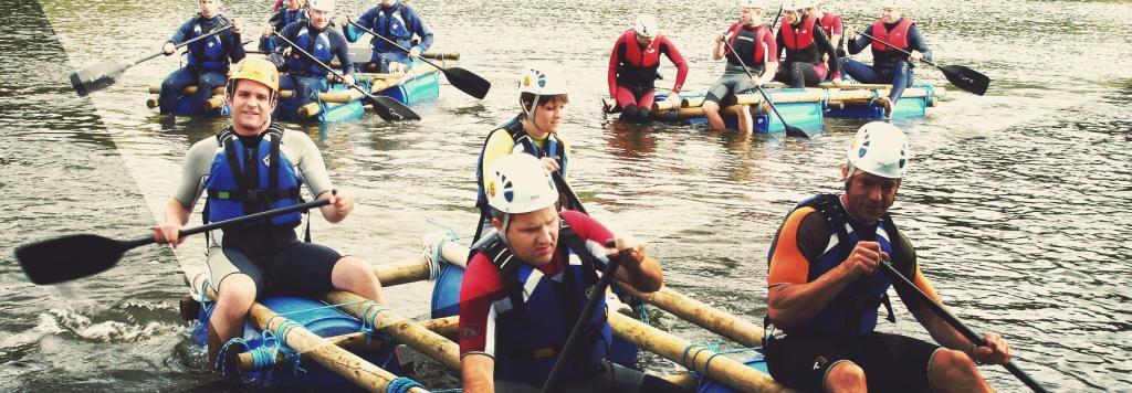 Raft Building Activity at Adventures Wales, Raft Building team building adventures