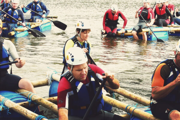 Raft Building Activity at Adventures Wales, Raft Building team building adventures