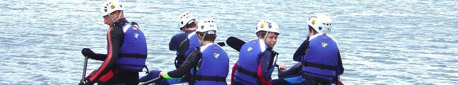 Schools and colleges raft building activities at Adventures Wales