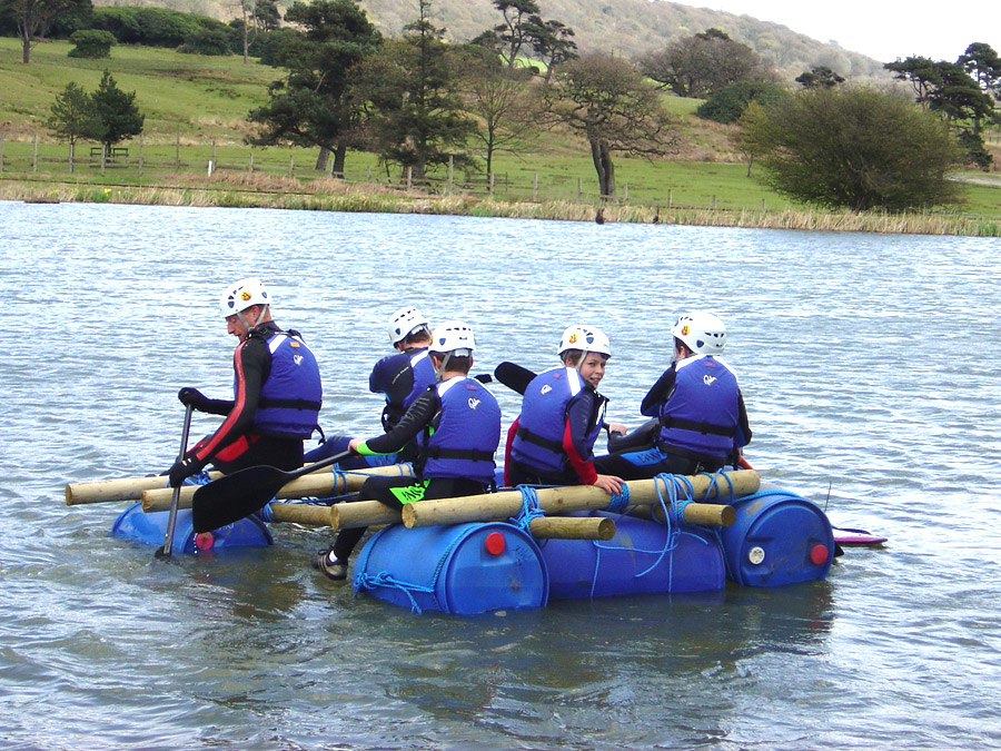 Schools and colleges raft building activities at Adventures Wales