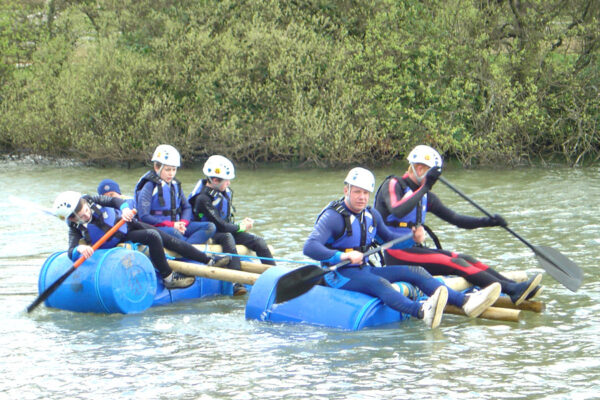 Schools raft building activities at Adventures Wales