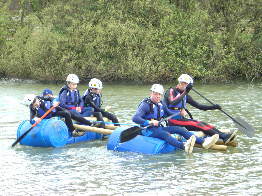 Schools raft building activities at Adventures Wales