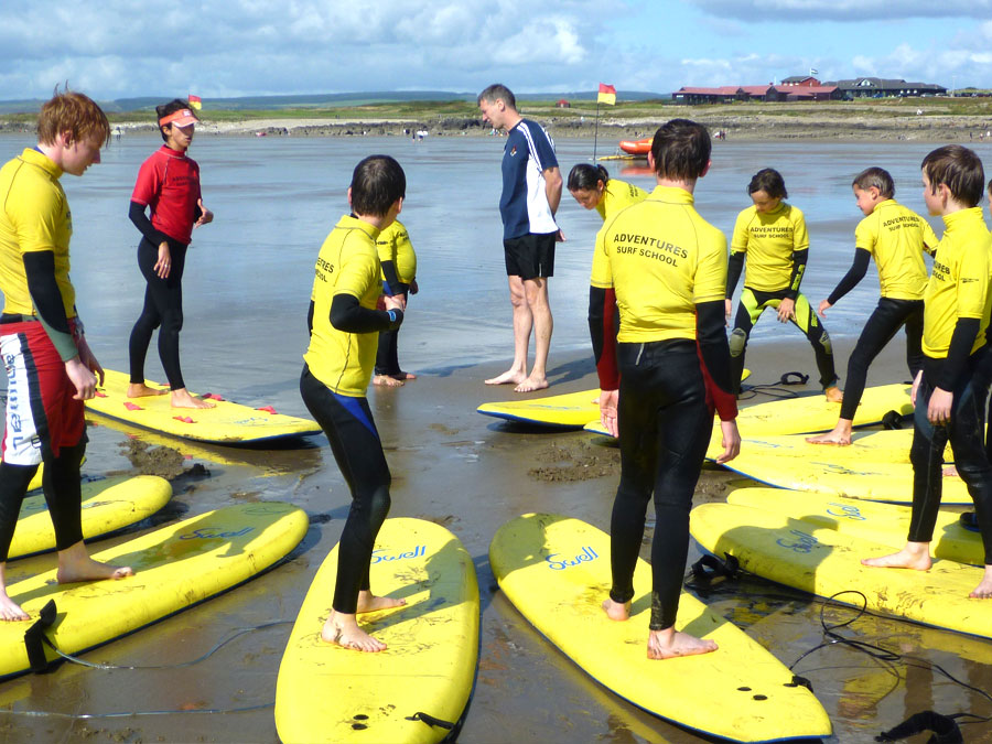 Adventures Wales Surf School, Schools and colleges surfing lessons, kids surfing lessons, kids team building with surfing