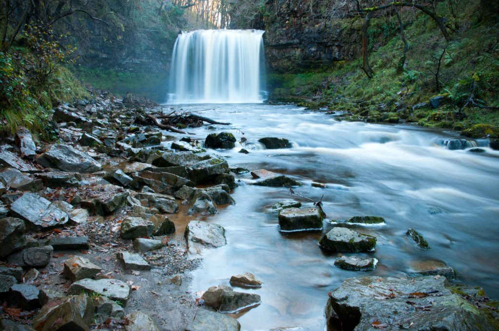Sgwd Yr Eira waterfall walk in the Brecon Beacons near Cardiff