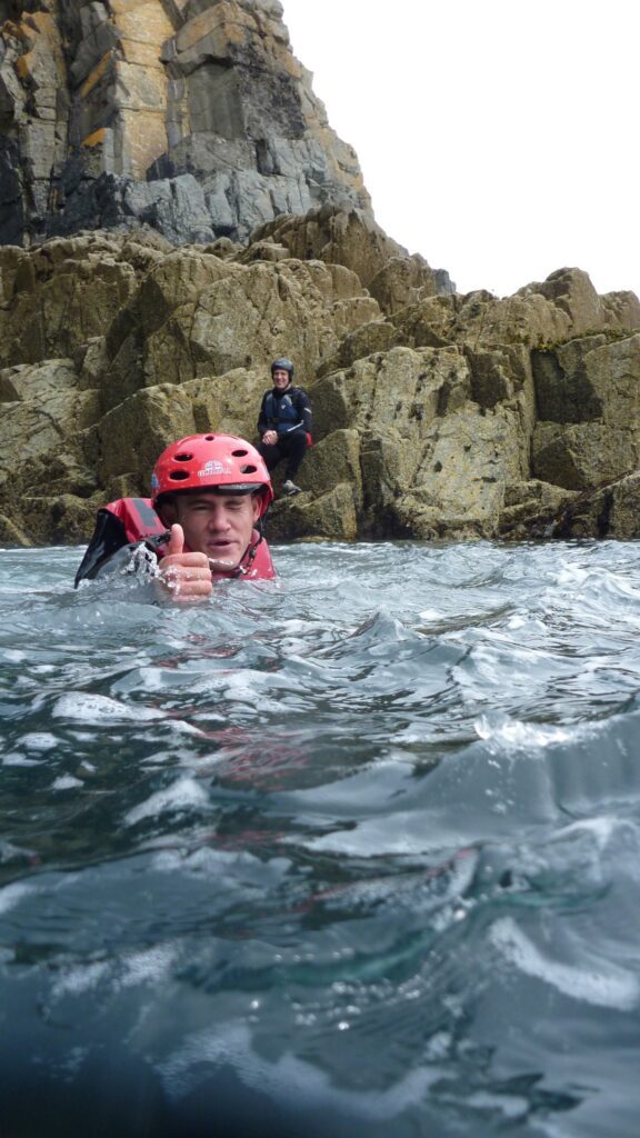 Coasteering activity near Cardiff, Wales