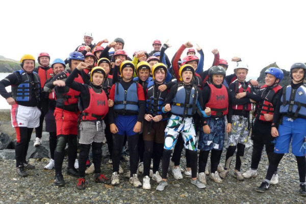 School group Coasteering at Pembrokeshire