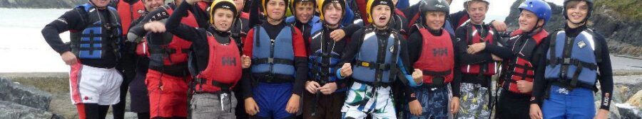 School group Coasteering at Pembrokeshire