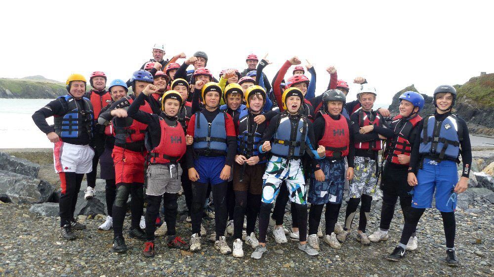 School group Coasteering at Pembrokeshire