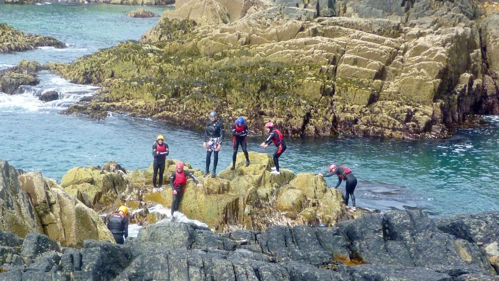 Group Coasteering at Gower, Swansea