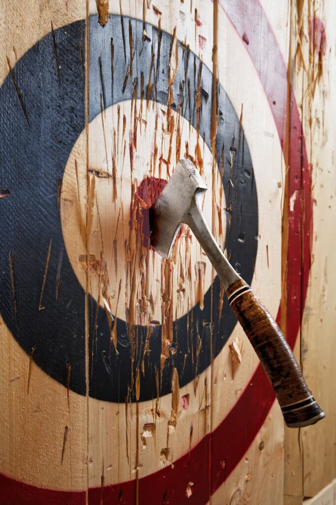 A,Vertical,Of,A,Bullseye,With,A,Throwing,Axe